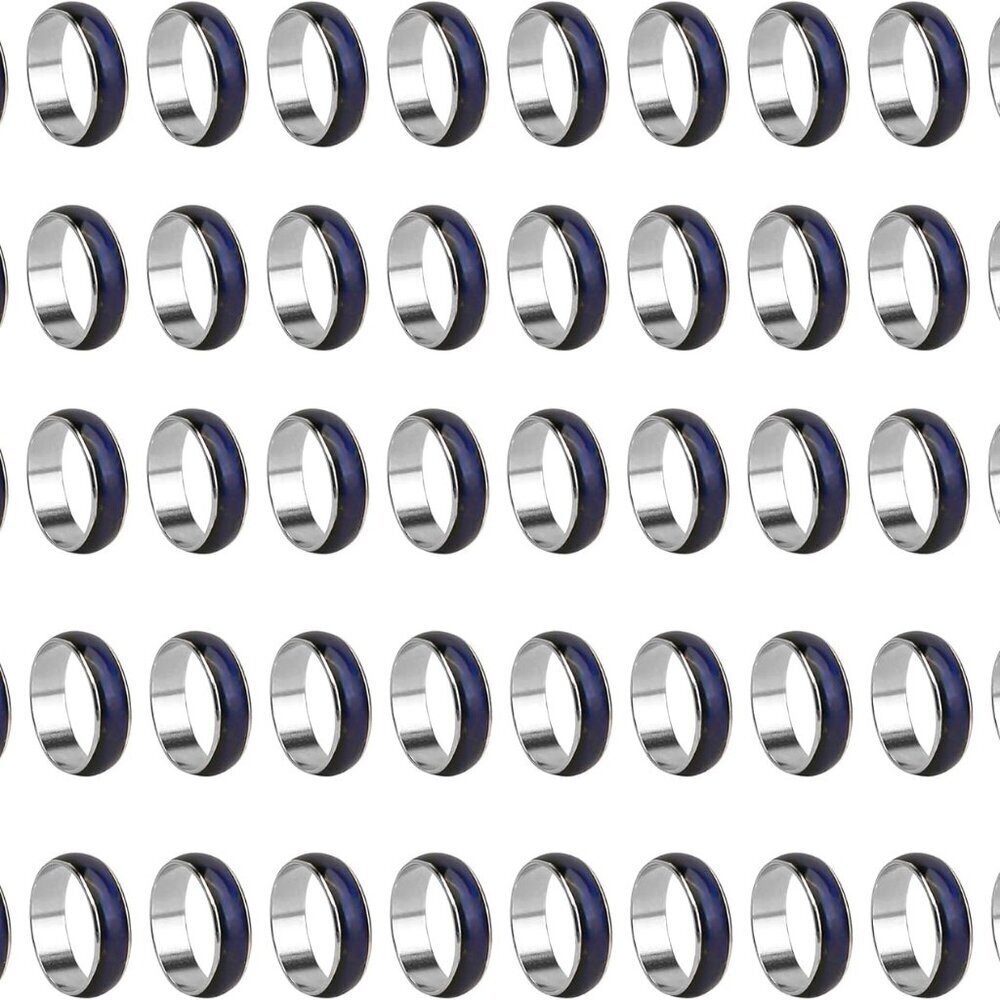 50 Pcs Mood Rings Bulk Color Changing Jewelry for Adults Teens Gift